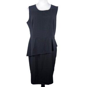 Calvin Klein Elegant Formal Womens Size 14 Black Sleeveless Peplum Sheath Dress